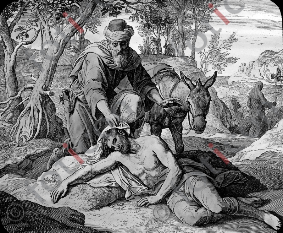 Der barmherzige Samariter | The Good Samarither  - Foto foticon-simon-043-sw-031.jpg | foticon.de - Bilddatenbank für Motive aus Geschichte und Kultur
